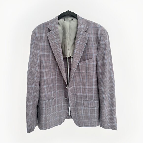 Calvin Klein Purple Plaid Blazer Men’s 38S | Wool Blend Sport Coat - Picture 1 of 9